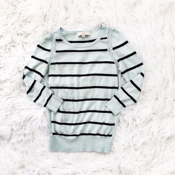 LOFT Sweaters - Loft lightweight lace trimmed crewneck sweater